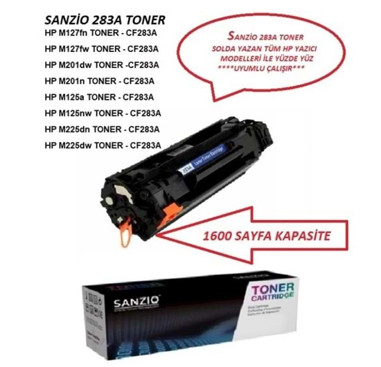 HP LaserJet Pro M201dw Toner 1600 Sayfa Muadil Toner HP CF283A