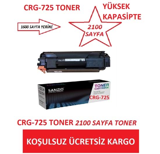 Canon CRG725 2100 Sayfa Muadil Toner