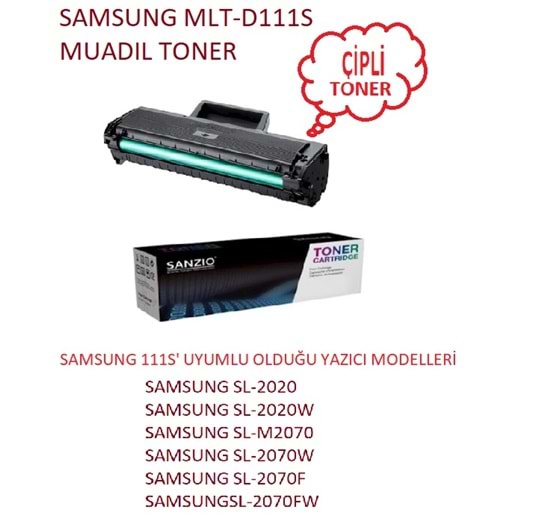 Samsung MLT-D111S toner 1000 Sayfa Muadil Toner Çipli