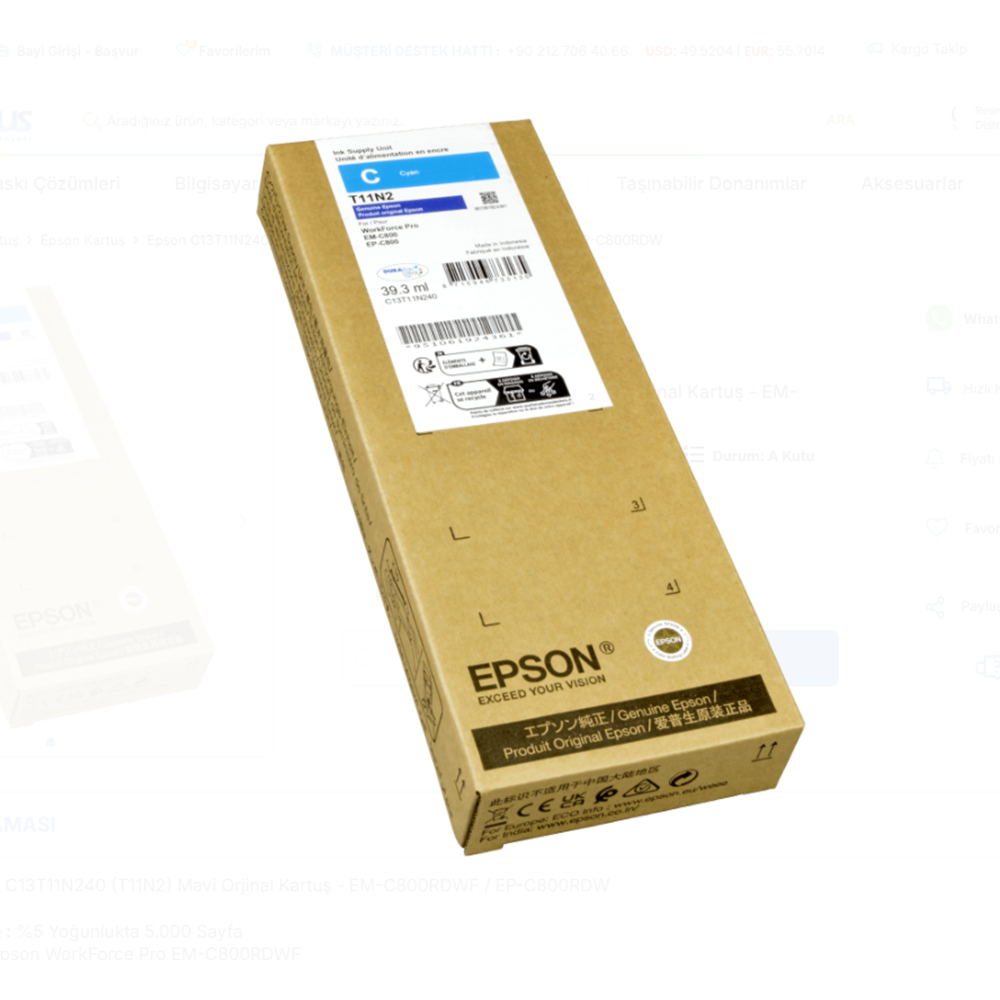Epson C13T11N240 (T11N2) Mavi Orjinal Kartus - EM-C800RDWF / EP-C800RDW